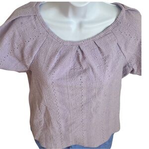 Cable & Gauge Lilac Eyelet Blouse